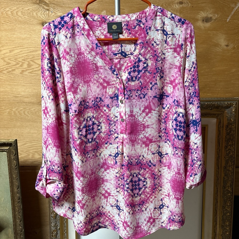 JM Collection Pink and Blue Blouse